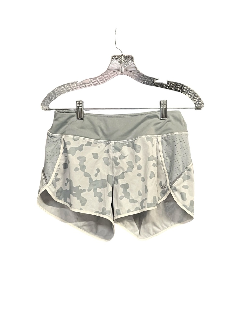 Athleta Track This Run Shorts Gray Camo Leopard Running Athleisure Size XS